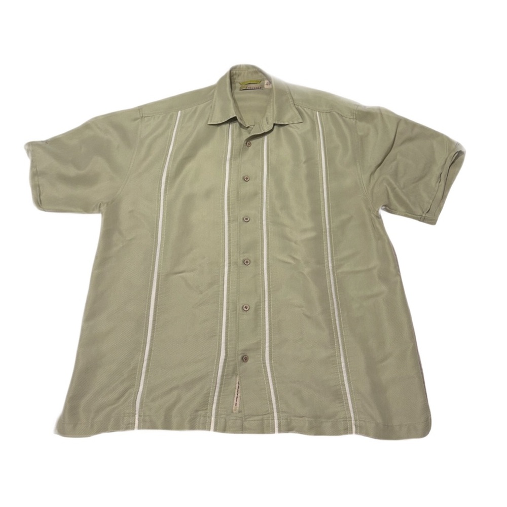 Cubavera Light Olive Casual Button Down Shirt  Guayabera Style